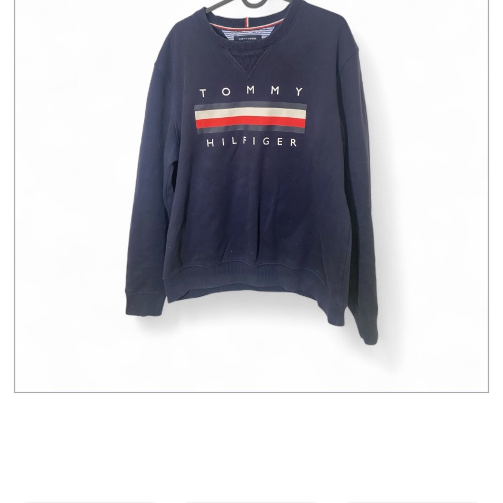 Tommy Hilfiger Men's Navy Crewneck Sweater, Size Large